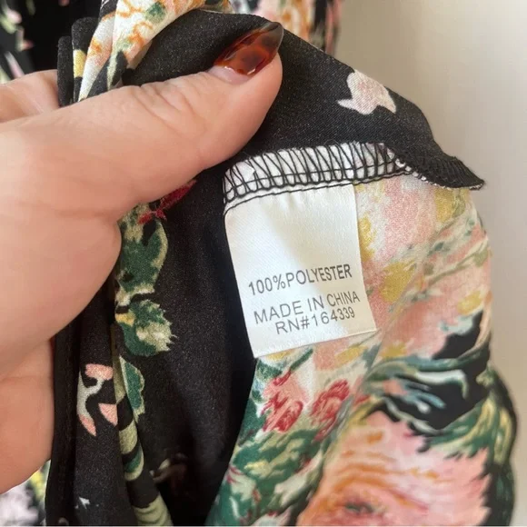 Petal & Pup Anabelle Black Floral Satin Halter High Neck Midi Dress XL - Picture 9 of 11